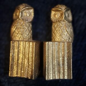 Vintage Brass Owl Bookends From Tawain 6"